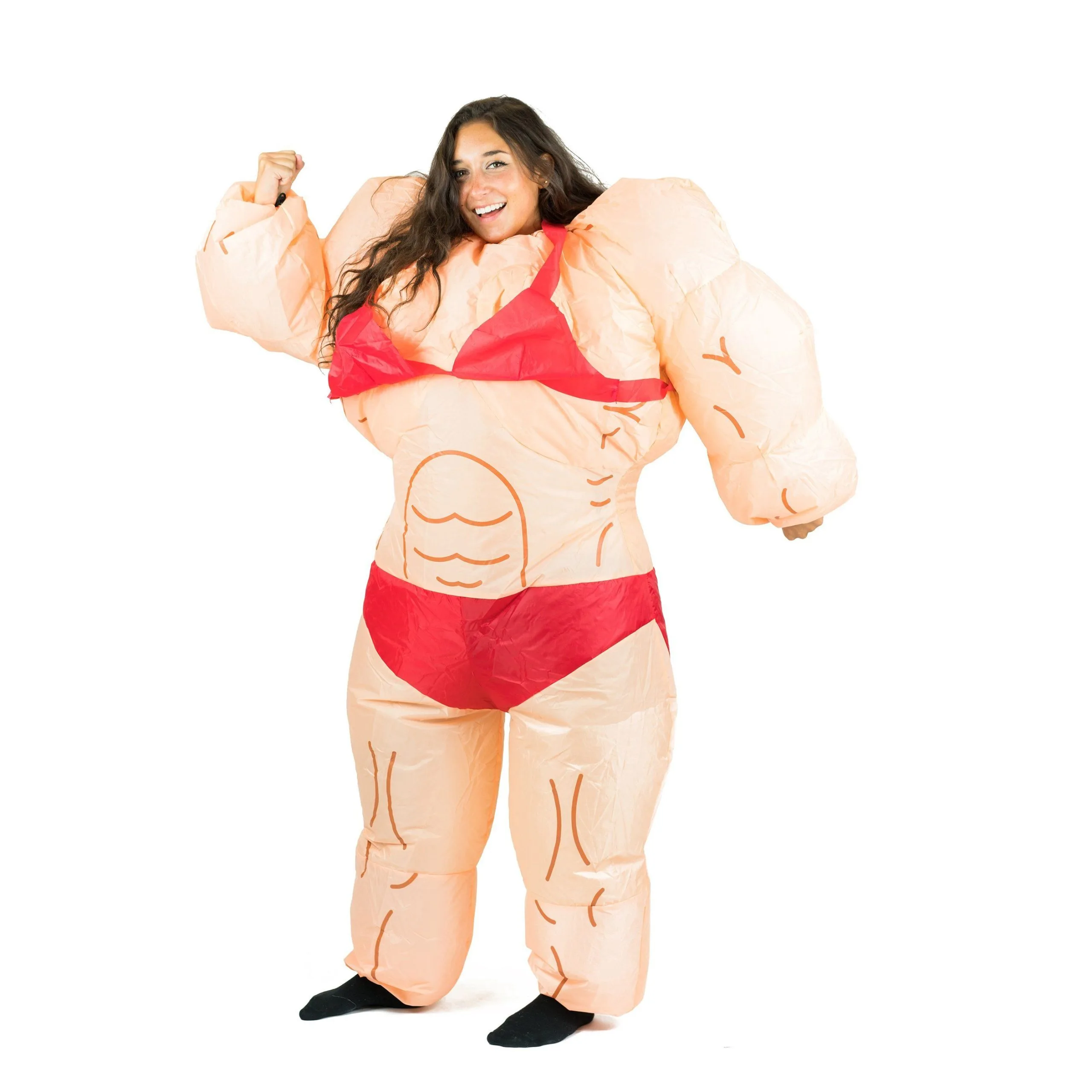Inflatable Lady Muscle Suit Costume - Image 4